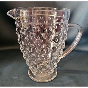Vintage Clear Hobbnail Bubble Glass Pitcher